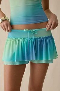 Out From Under Blossom Tiered Ruffle Trim Mesh Mini Skort