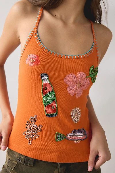 Kimchi Blue Pearl Tide Beaded Graphic Cami