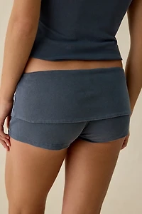 Frankies Bikinis X JENNIE Eva Cotton Jersey Foldover Micro Shorts
