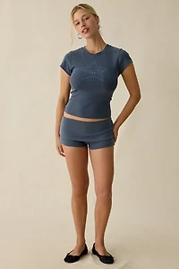 Frankies Bikinis X JENNIE Eva Cotton Jersey Foldover Micro Shorts