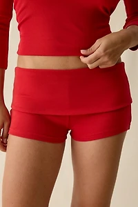 Frankies Bikinis X JENNIE Eva Cotton Jersey Foldover Micro Shorts