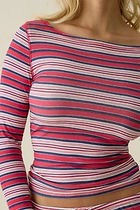 Frankies Bikinis X JENNIE Sophie Lightweight Jersey Knit Long Sleeve Boatneck Top