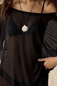 Out From Under Aruba Sheer Mesh Boatneck Off-Shoulder Tunic Top