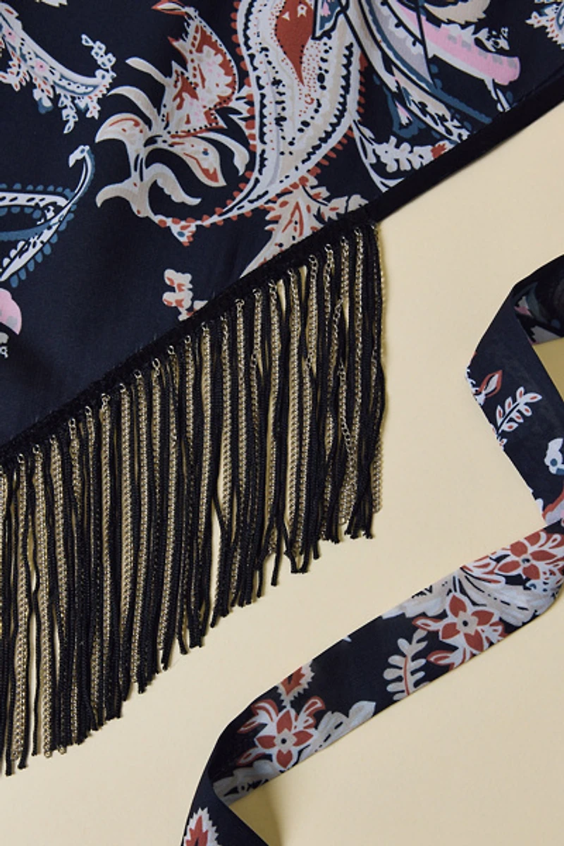 Fringe Trim Triangle Scarf