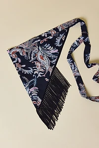 Fringe Trim Triangle Scarf