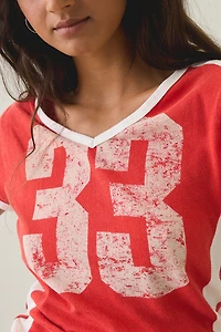 BDG 33 Jersey Graphic V-Neck Baby Tee