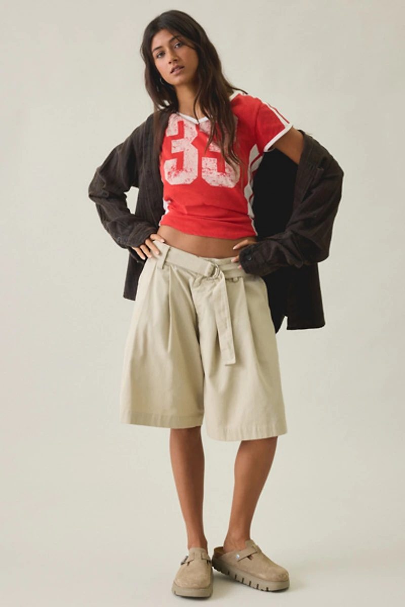 BDG 33 Jersey Graphic V-Neck Baby Tee