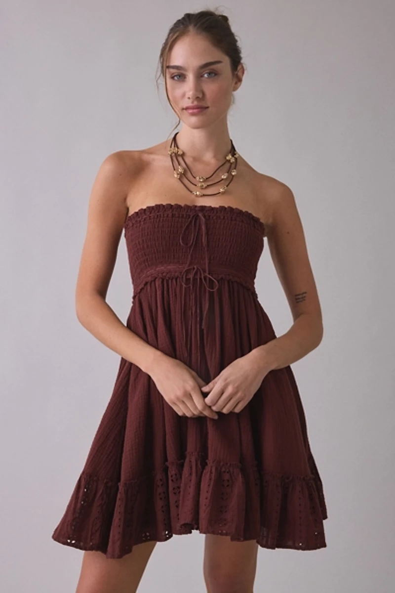 Kimchi Blue Washed Ashore Strapless Babydoll Mini Dress