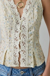Kimchi Blue Aurelia Lace Trim Sleeveless Blouse
