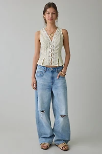 Kimchi Blue Aurelia Lace Trim Sleeveless Blouse