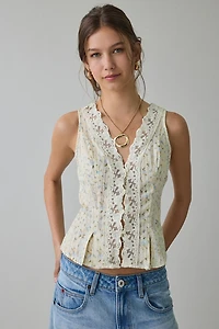 Kimchi Blue Aurelia Lace Trim Sleeveless Blouse
