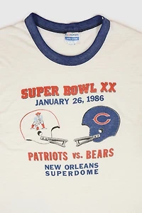 Vintage 1986 Super Bowl XX Threadbare Ringer Tee
