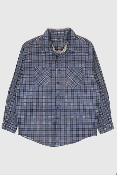 Vintage Blue Plaid Flannel Button-Down Shirt