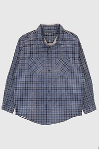 Vintage Blue Plaid Flannel Button-Down Shirt