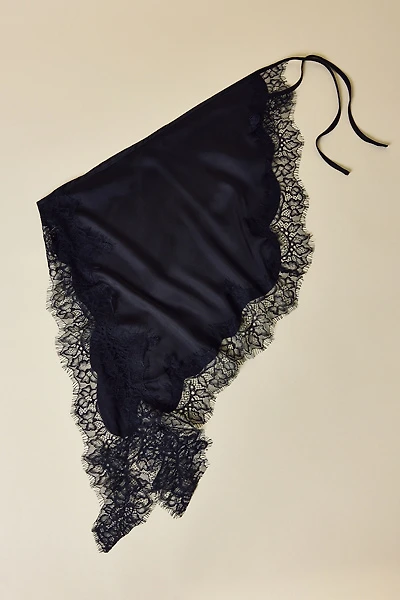 Lace Trim Satin Triangle Hair Scarf