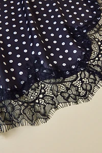 Lace Trim Satin Triangle Scarf