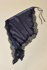 Lace Trim Satin Triangle Scarf