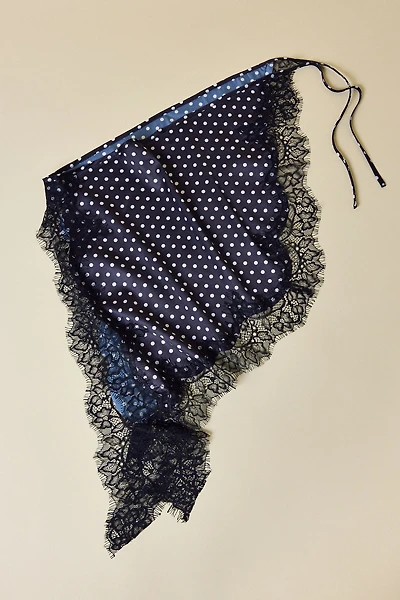 Lace Trim Satin Triangle Scarf