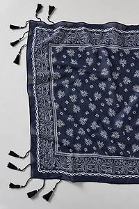 Fringe Trim Oversized Cotton Bandana