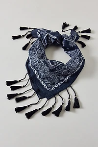 Fringe Trim Oversized Cotton Bandana