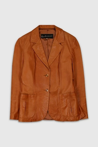 Vintage 90s Caramel Leather Blazer