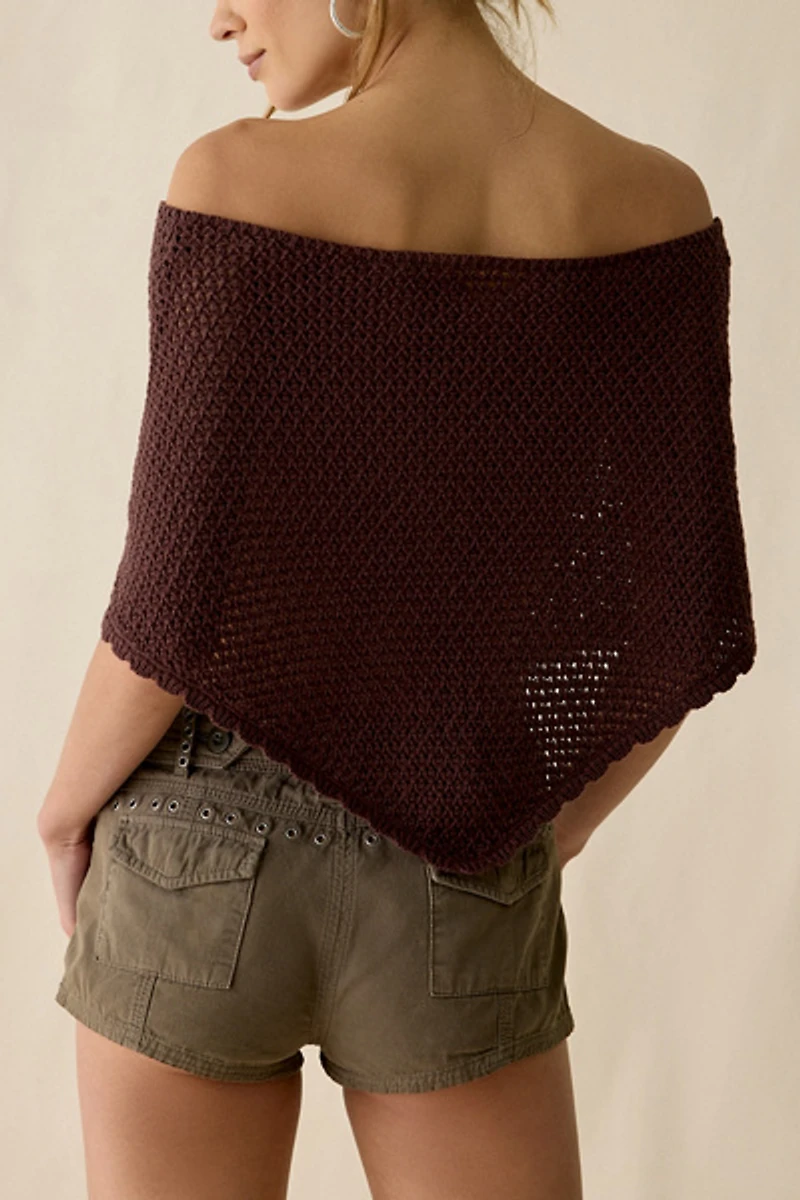 Kimchi Blue Game Day Crochet Off-The-Shoulder Poncho