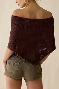 Kimchi Blue Game Day Crochet Off-The-Shoulder Poncho