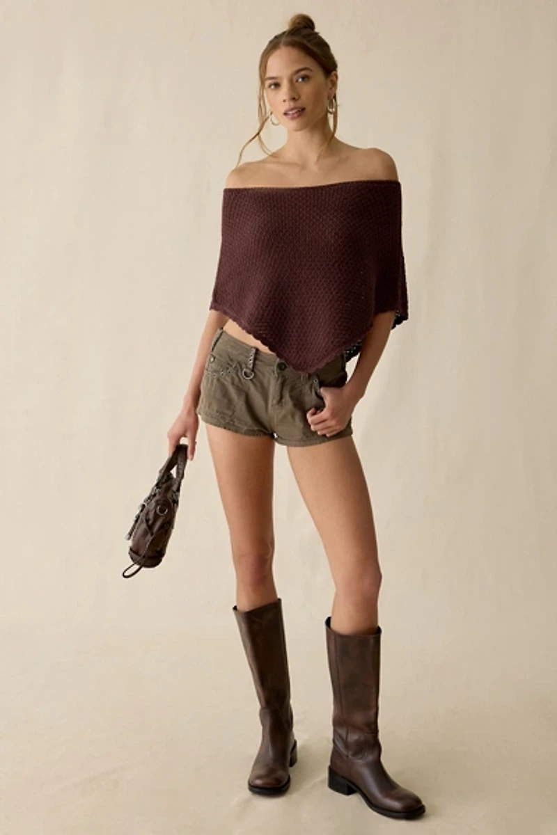 Kimchi Blue Game Day Crochet Off-The-Shoulder Poncho
