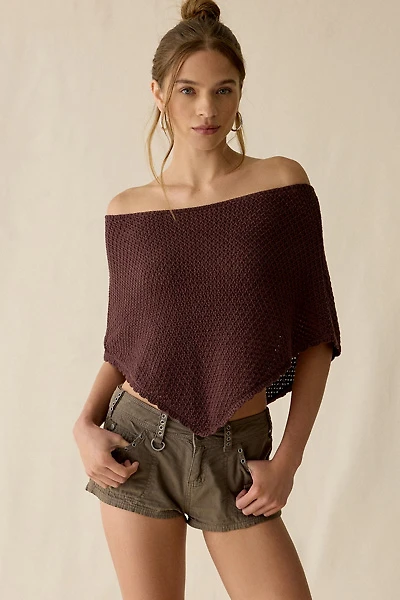 Kimchi Blue Game Day Crochet Off-The-Shoulder Poncho