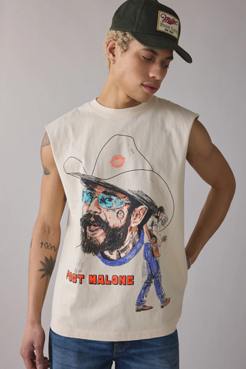 Giant Vintage Post Malone Graphic Heavyweight Cotton Muscle Tee