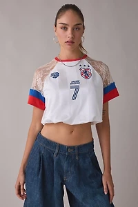BDG Striker Lace Trim Cropped Jersey Tee