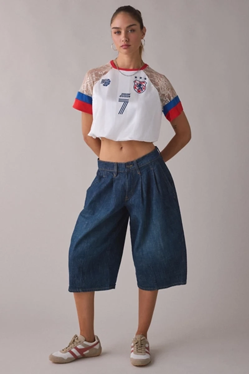 BDG Striker Lace Trim Cropped Jersey Tee