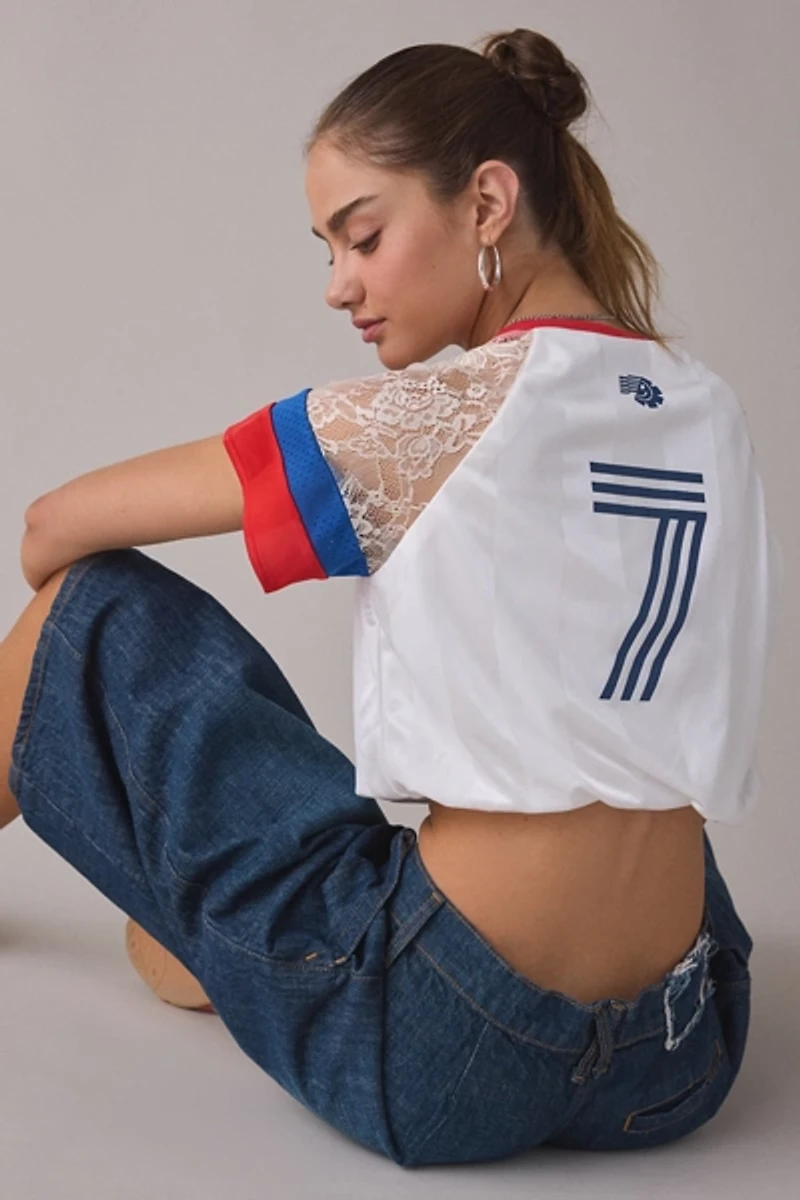 BDG Striker Lace Trim Cropped Jersey Tee
