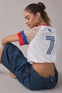 BDG Striker Lace Trim Cropped Jersey Tee