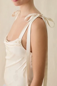 For Love & Lemons Andrea Jacquard Satin Fringe Maxi Dress