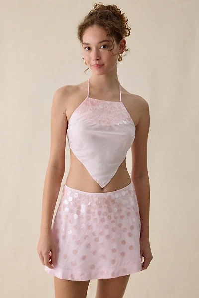 For Love & Lemons Cosmo Paillette Sequin Halter Neck Top