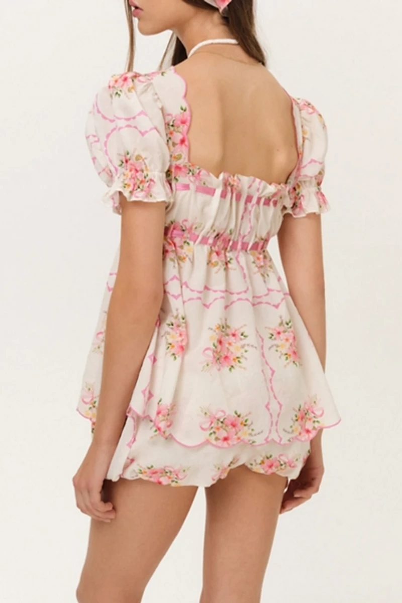 For Love & Lemons Scarlett Babydoll Shorts 2-Piece Set
