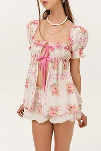 For Love & Lemons Scarlett Babydoll Shorts 2-Piece Set