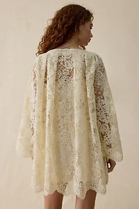 For Love & Lemons Kaia Corded Lace Long Sleeve Mini Dress