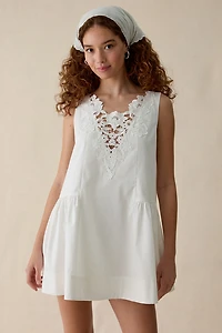 For Love & Lemons Nicola Lace Applique Babydoll Mini Dress
