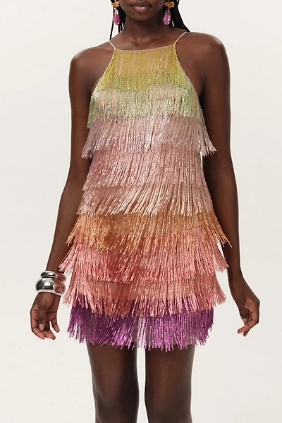 For Love & Lemons Tropic Crush Beaded Fringe Mini Dress