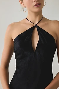 For Love & Lemons Adrift Keyhole Cutout High Neck Mini Dress
