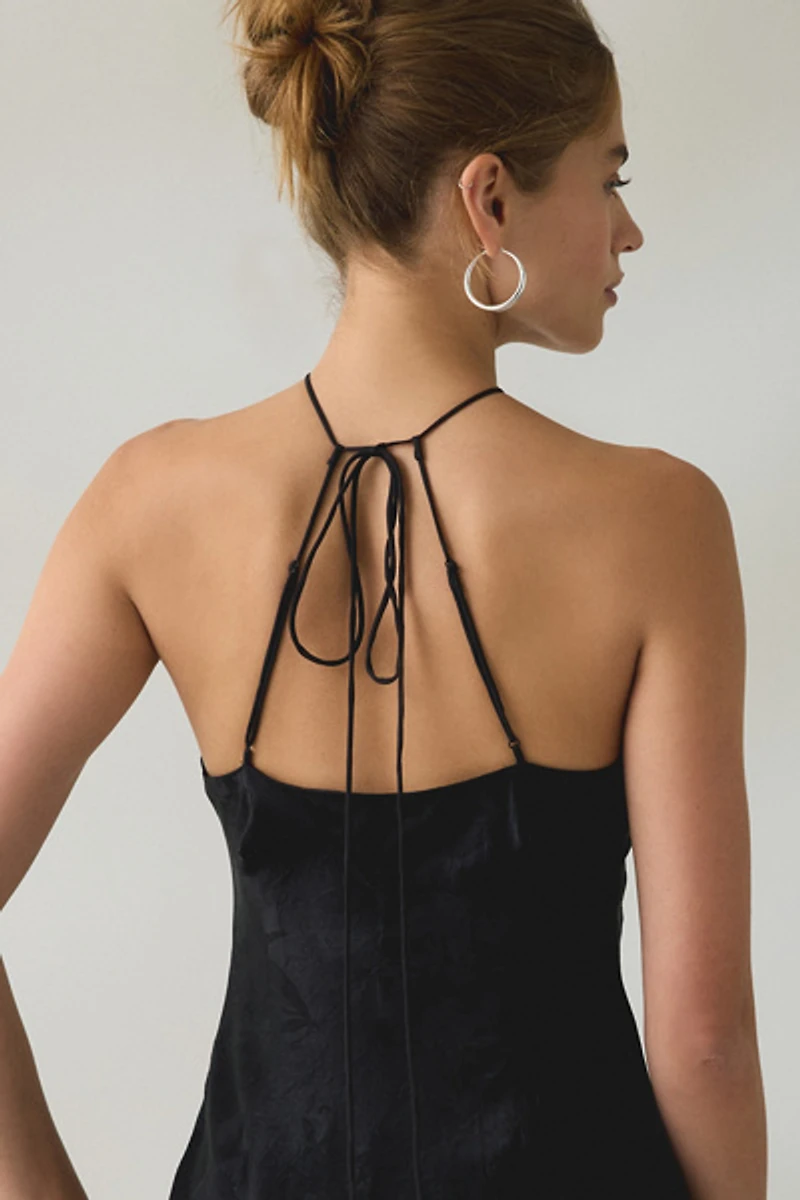 For Love & Lemons Adrift Keyhole Cutout High Neck Mini Dress