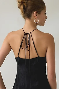 For Love & Lemons Adrift Keyhole Cutout High Neck Mini Dress