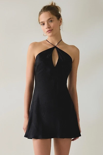For Love & Lemons Adrift Keyhole Cutout High Neck Mini Dress