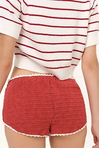 For Love & Lemons Crochet Rugby Micro Shorts