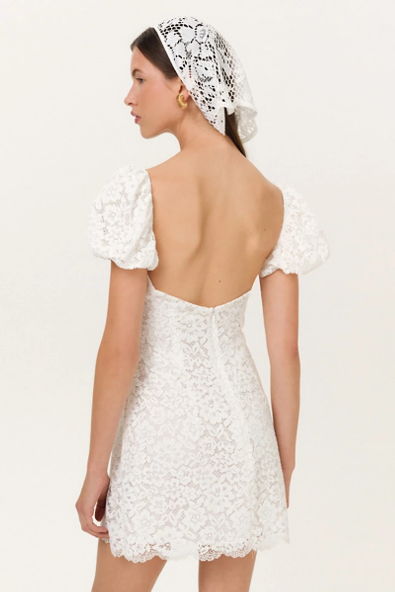 For Love & Lemons Jacqueline Puff Sleeve Lace Mini Dress