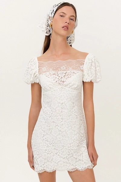 For Love & Lemons Jacqueline Puff Sleeve Lace Mini Dress