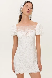 For Love & Lemons Jacqueline Puff Sleeve Lace Mini Dress