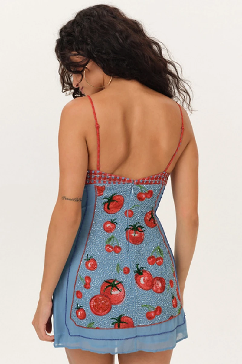 For Love & Lemons Lucetta Heirloom Beaded Mini Dress